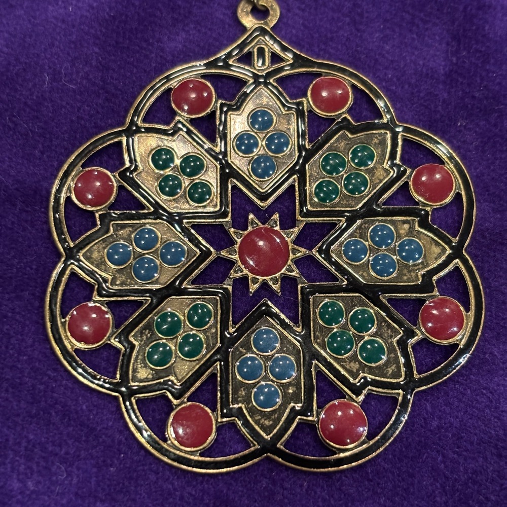 Moroccan Multicolor Enamel Mandala Medallion Design Drop Earrings - Picture 3 of 6